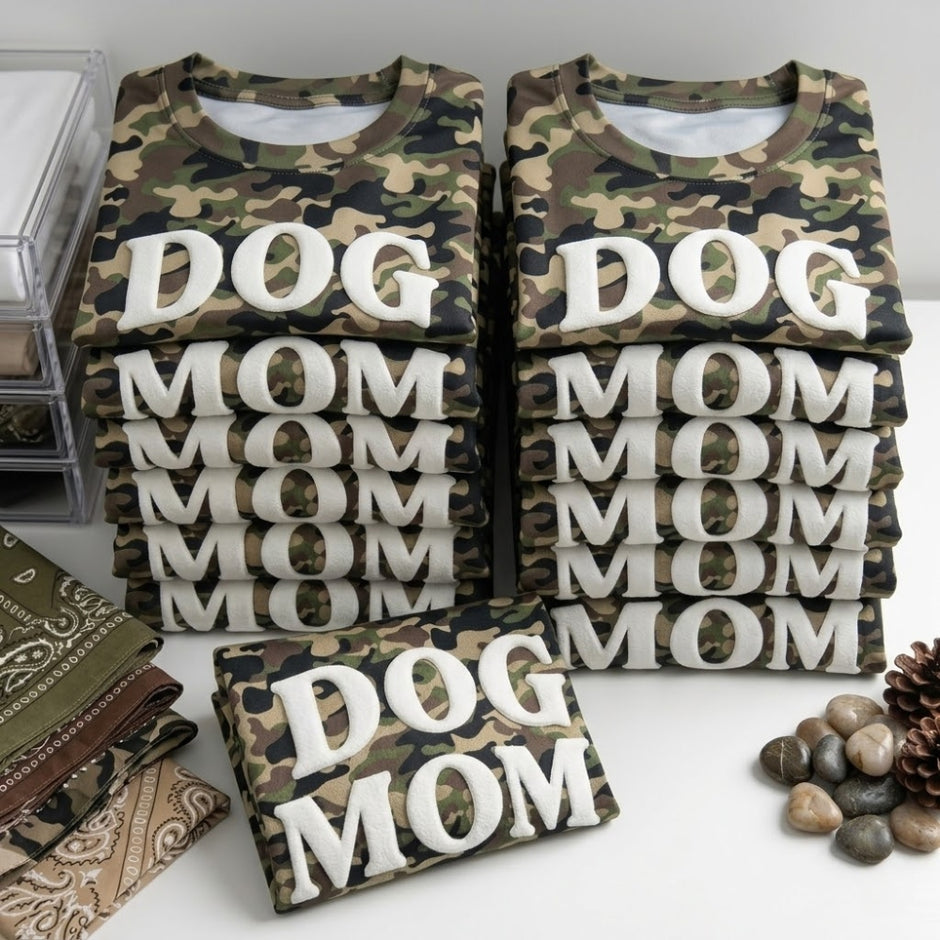 PUFF 'Dog Mom' Camo T-shirt