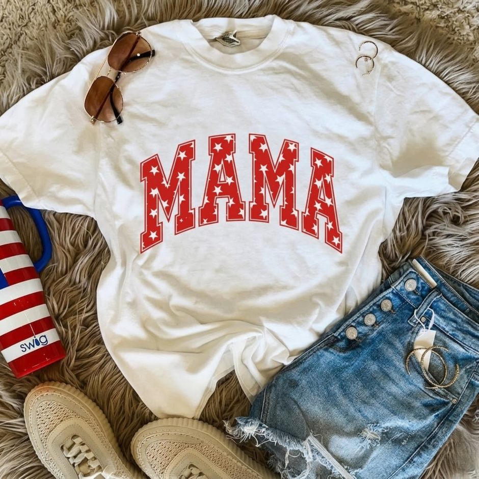 Patriotic Mama Red White Blue Stars T-shirt