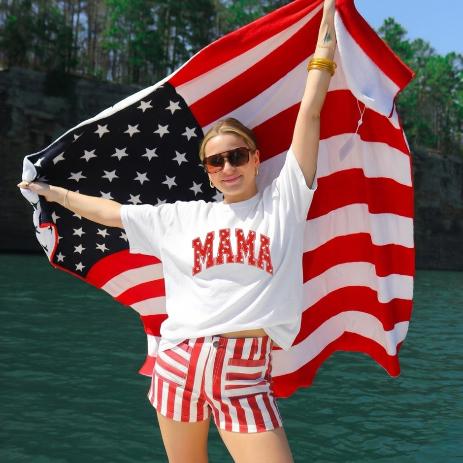 Patriotic Mama Red White Blue Stars T-shirt