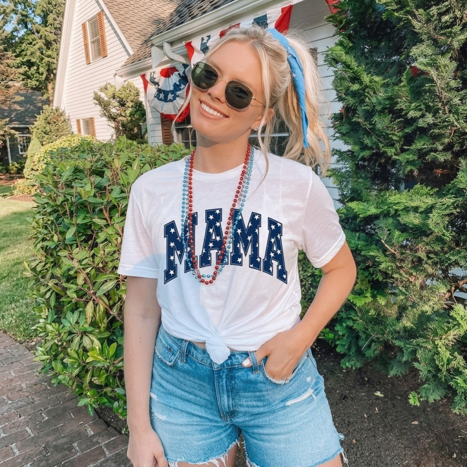 Patriotic Mama Red White Blue Stars T-shirt