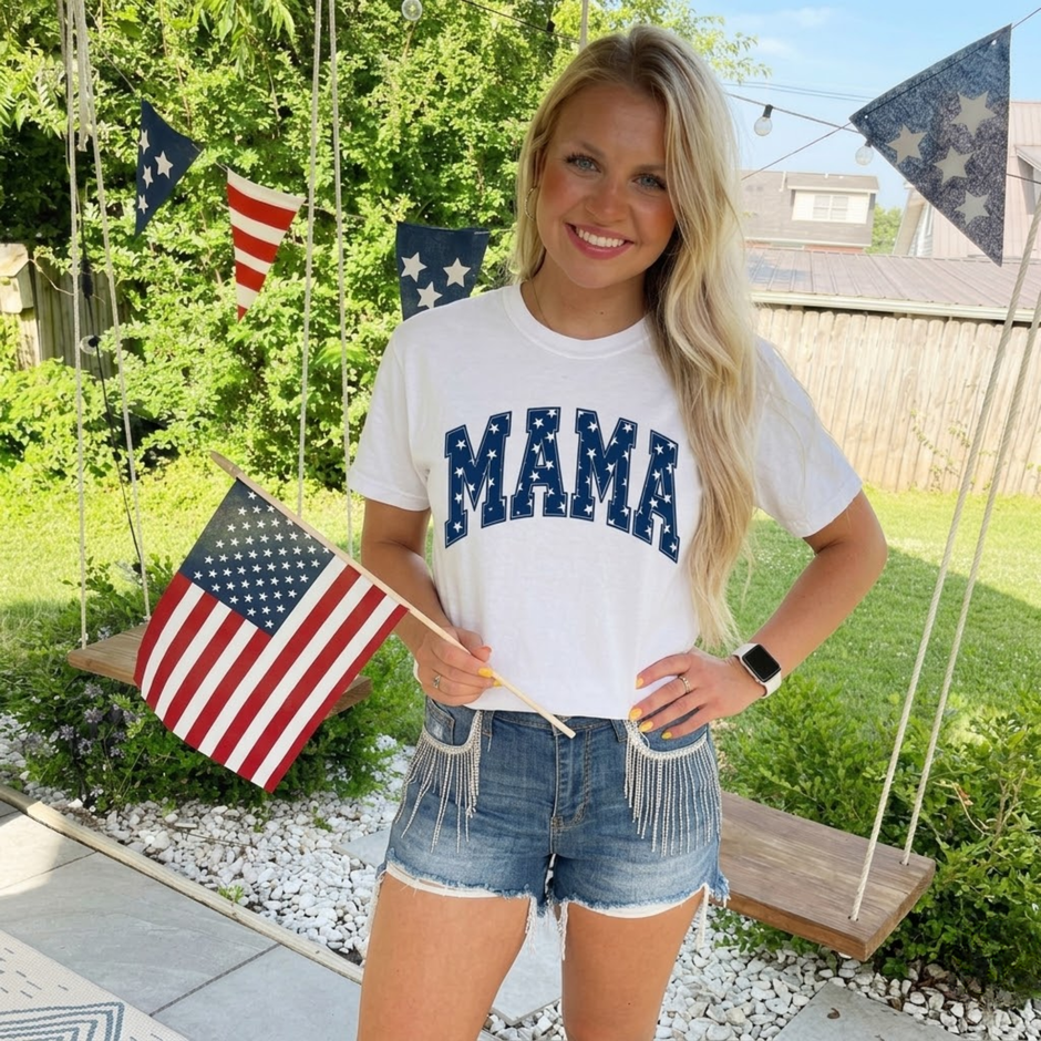 Patriotic Mama Red White Blue Stars T-shirt