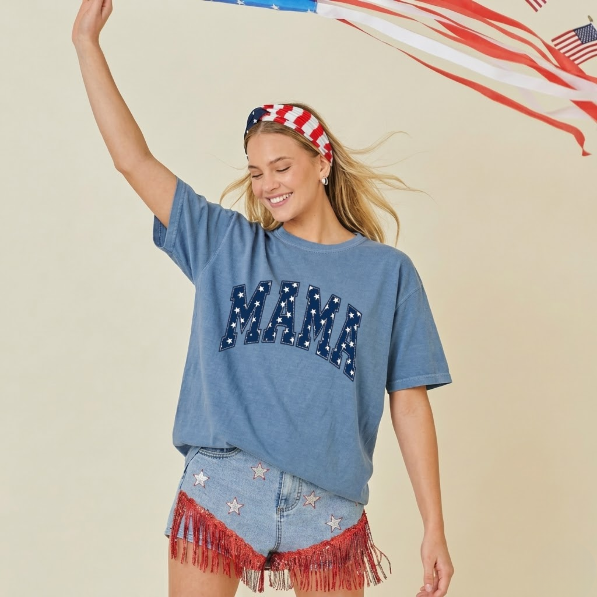 Patriotic Mama Red White Blue Stars T-shirt