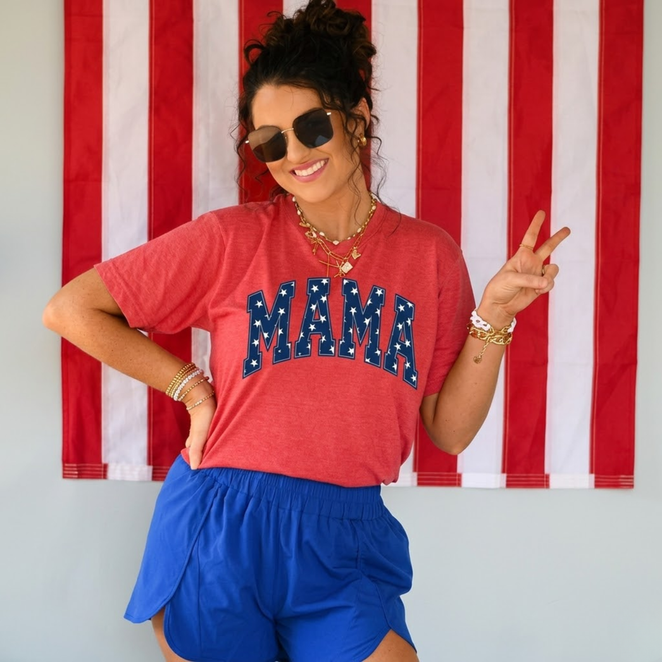 Patriotic Mama Red White Blue Stars T-shirt
