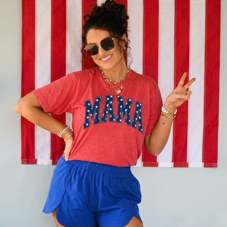 Patriotic Mama Red White Blue Stars T-shirt