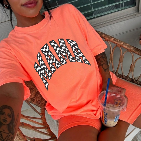Neon Checkered Mama T-shirt