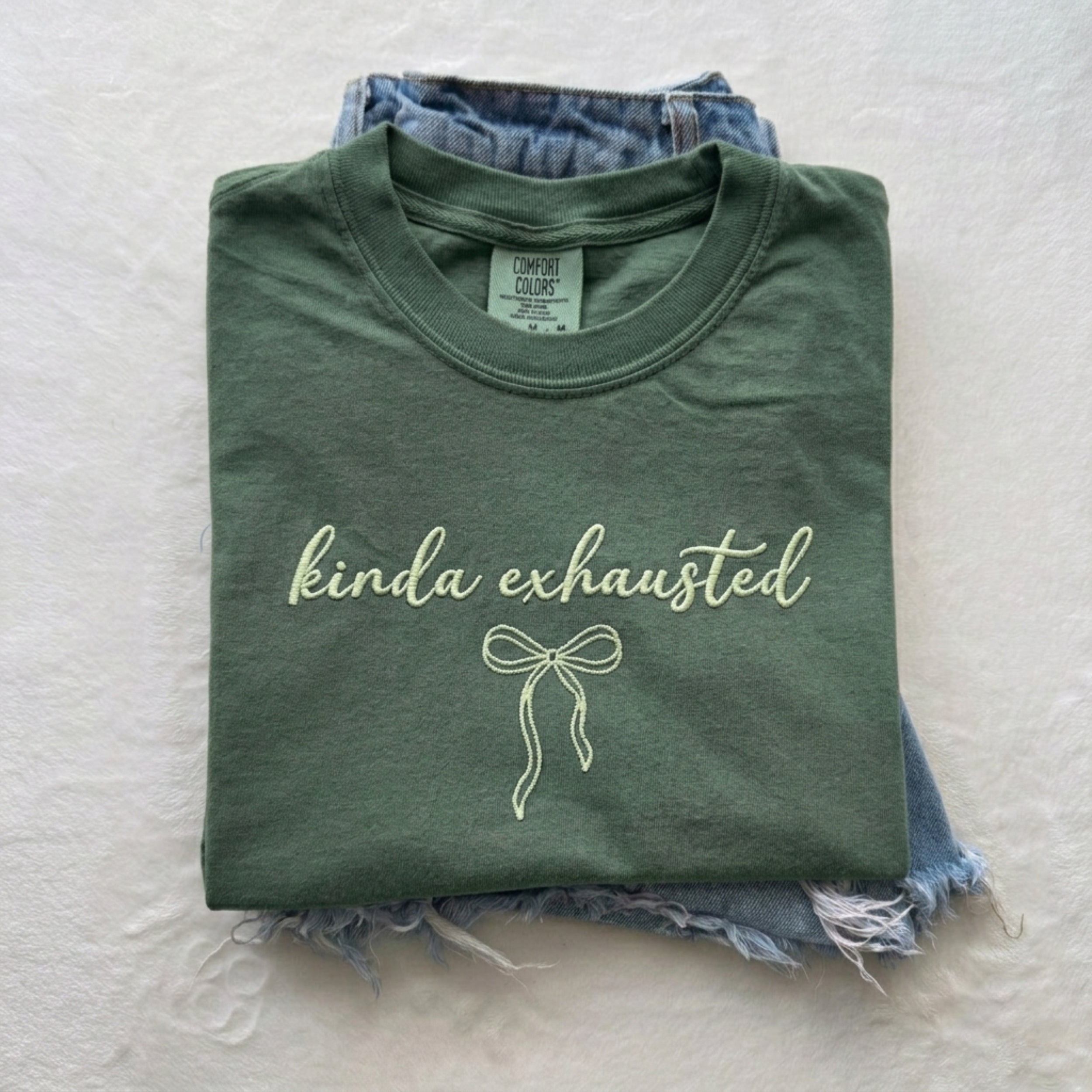 Embroidered Kinda Exhausted T-shirt