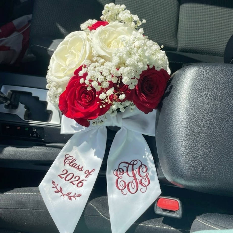 Personalized Prom Bouquet Sash Embroidered Name
