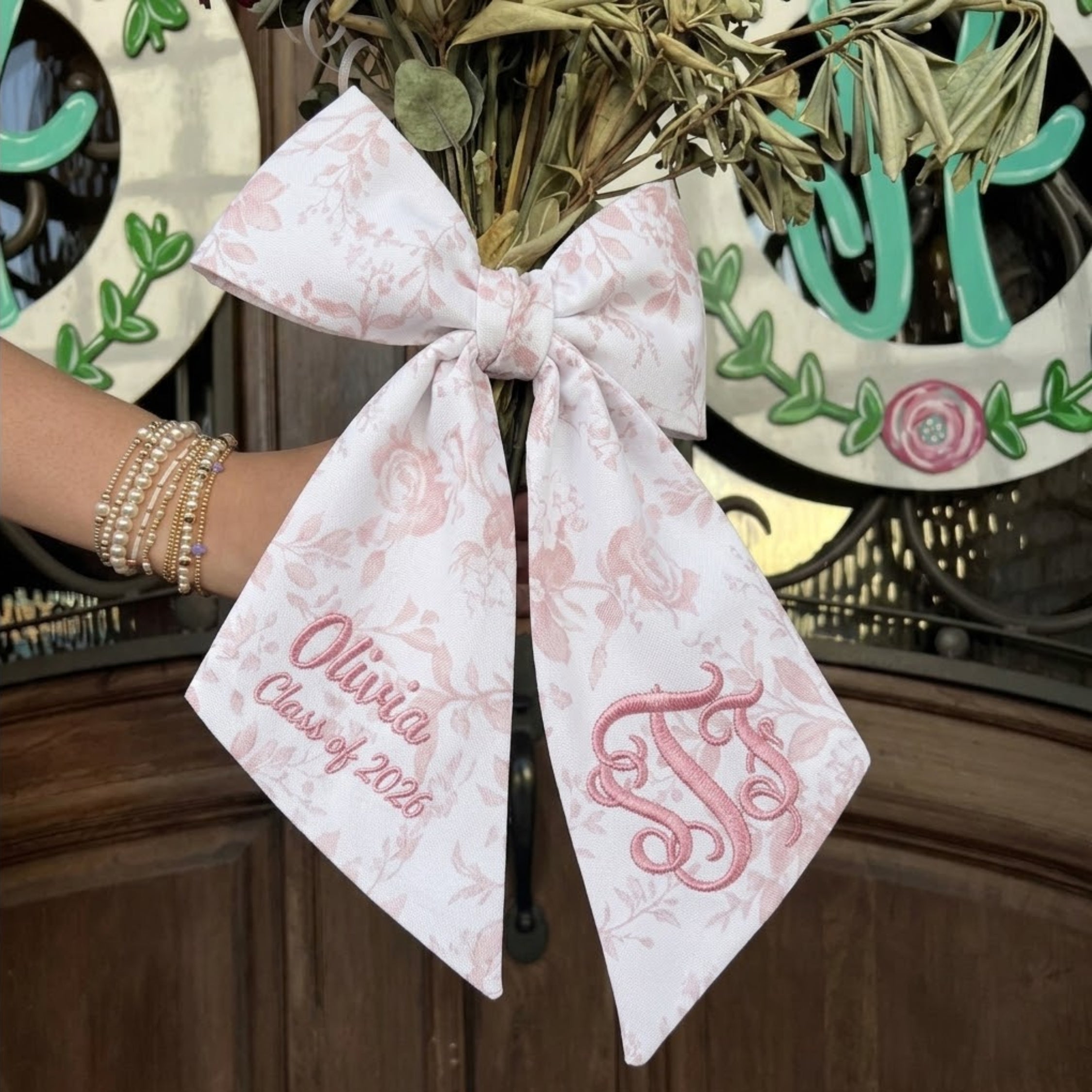 Personalized Graduation Bouquet Sash Custom Name Ribbon