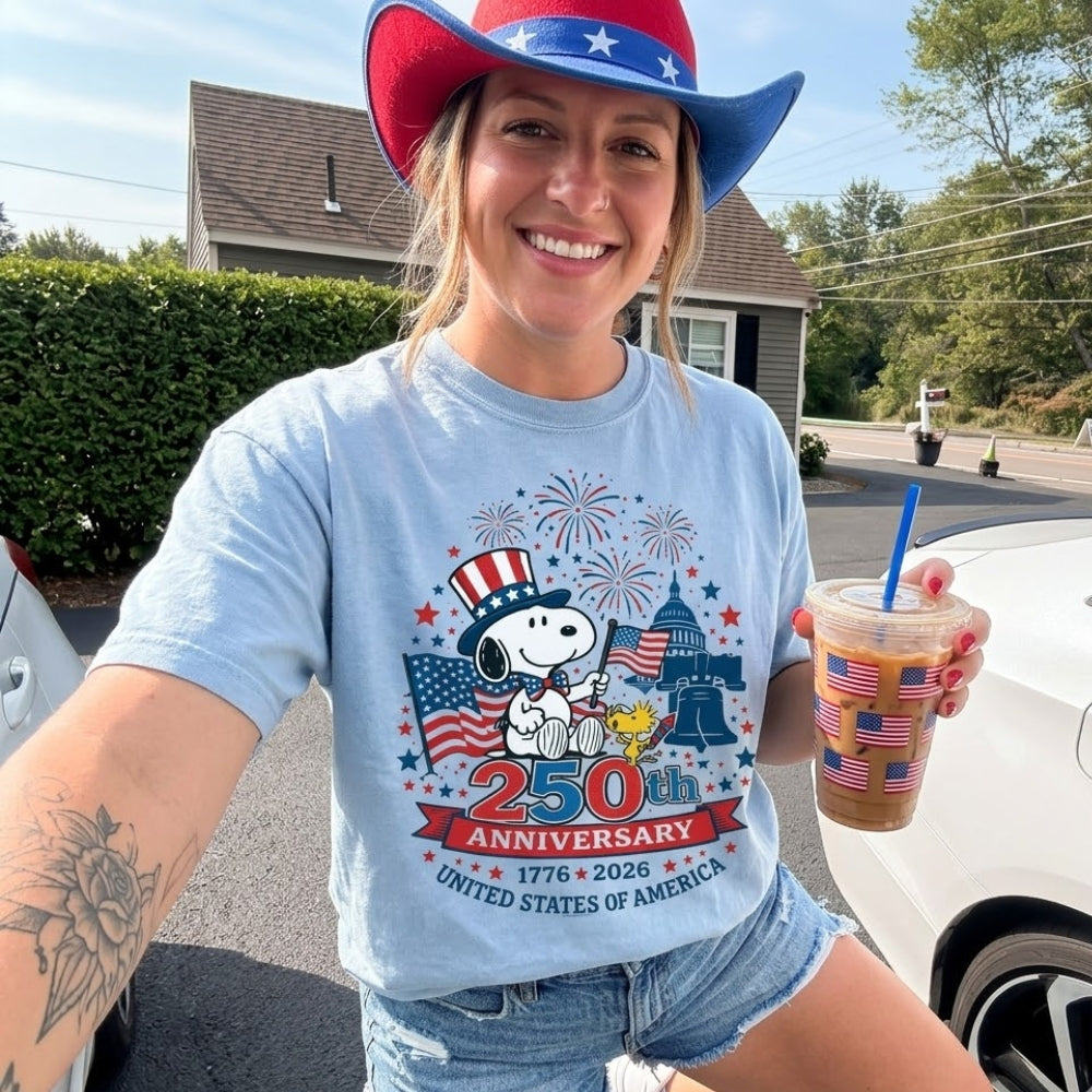 America 250th Anniversary Patriotic Dog T-shirt