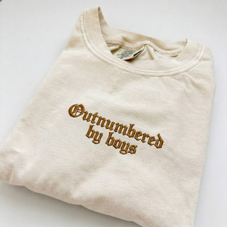 Embroidered Outnumbered By Boys T-shirt