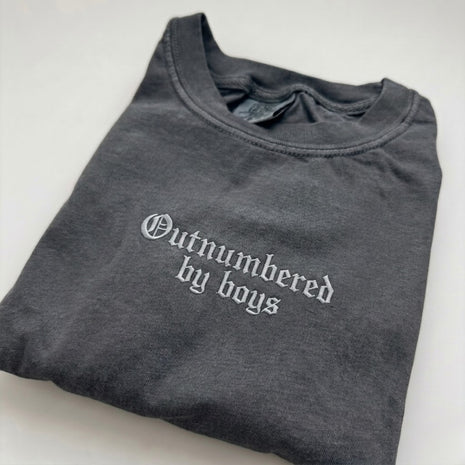 Embroidered Outnumbered By Boys T-shirt
