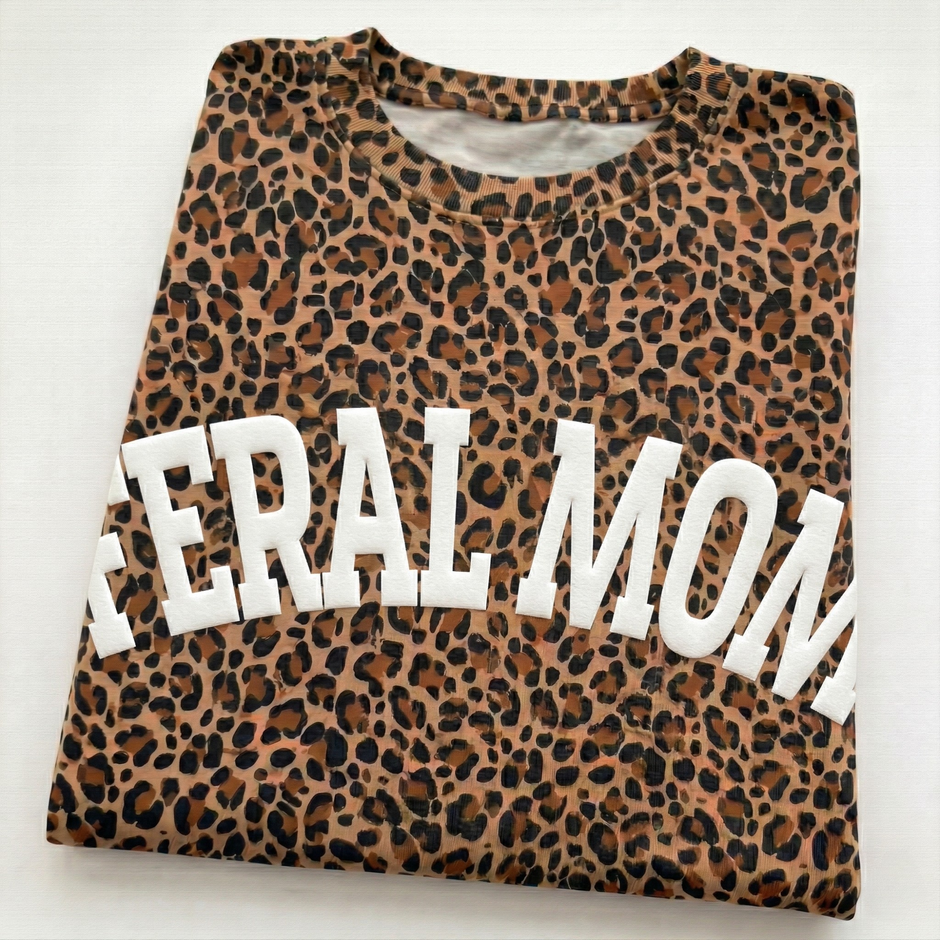 PUFF 'FERAL MOM' Leopard T-shirt