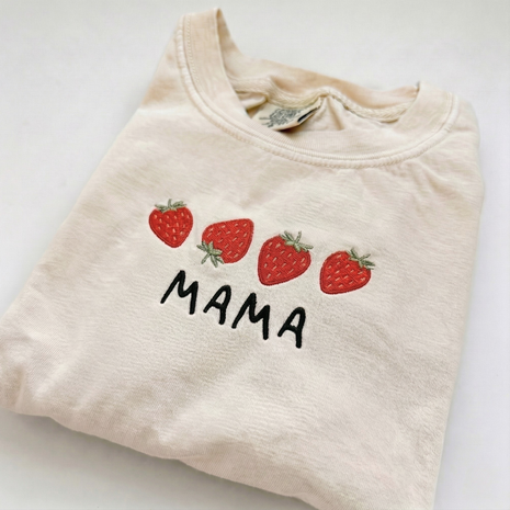 Embroidered Strawberry Mama T-shirt