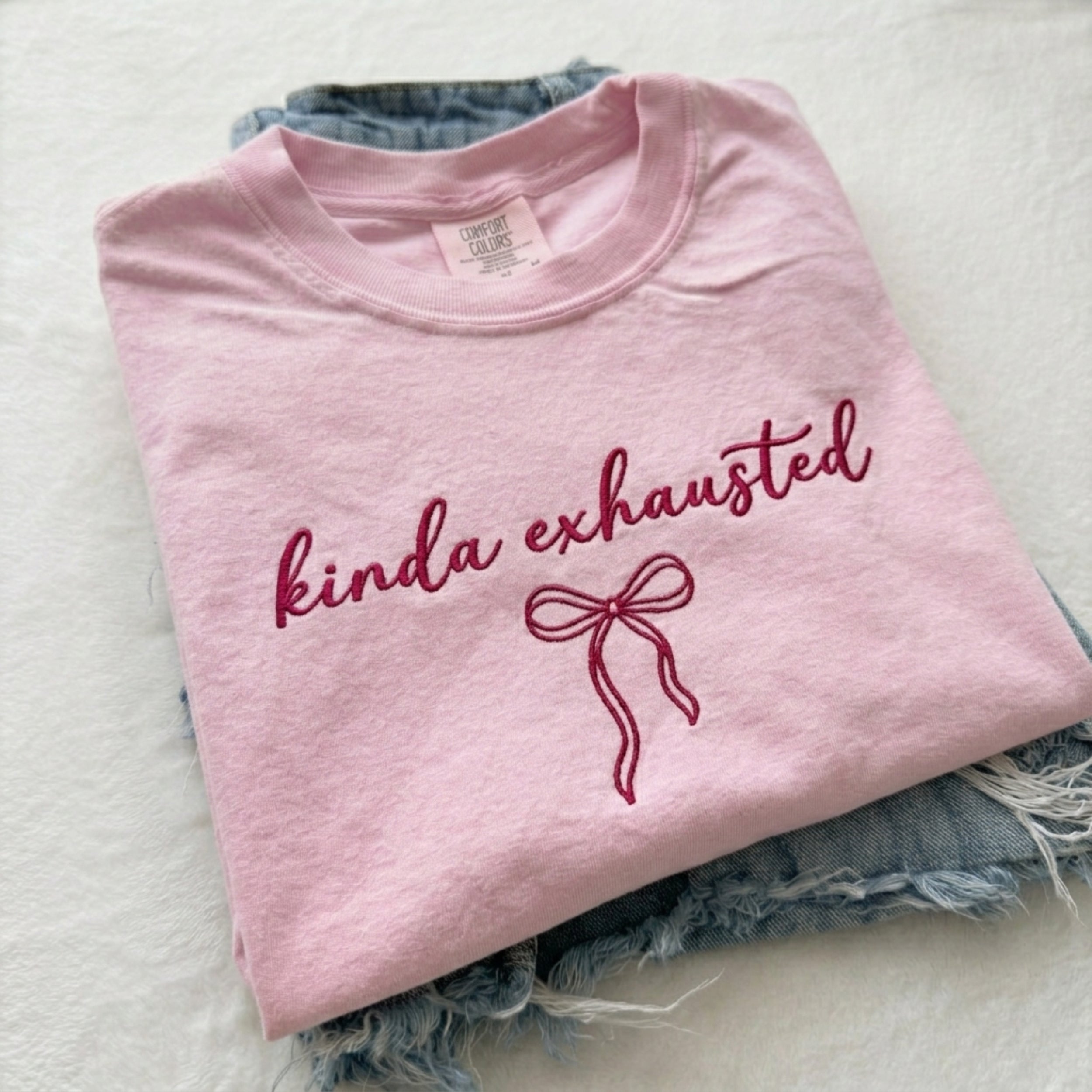Embroidered Kinda Exhausted T-shirt