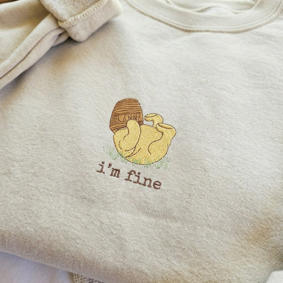Embroidered I'm Fine Mama Bear Sweatshirt