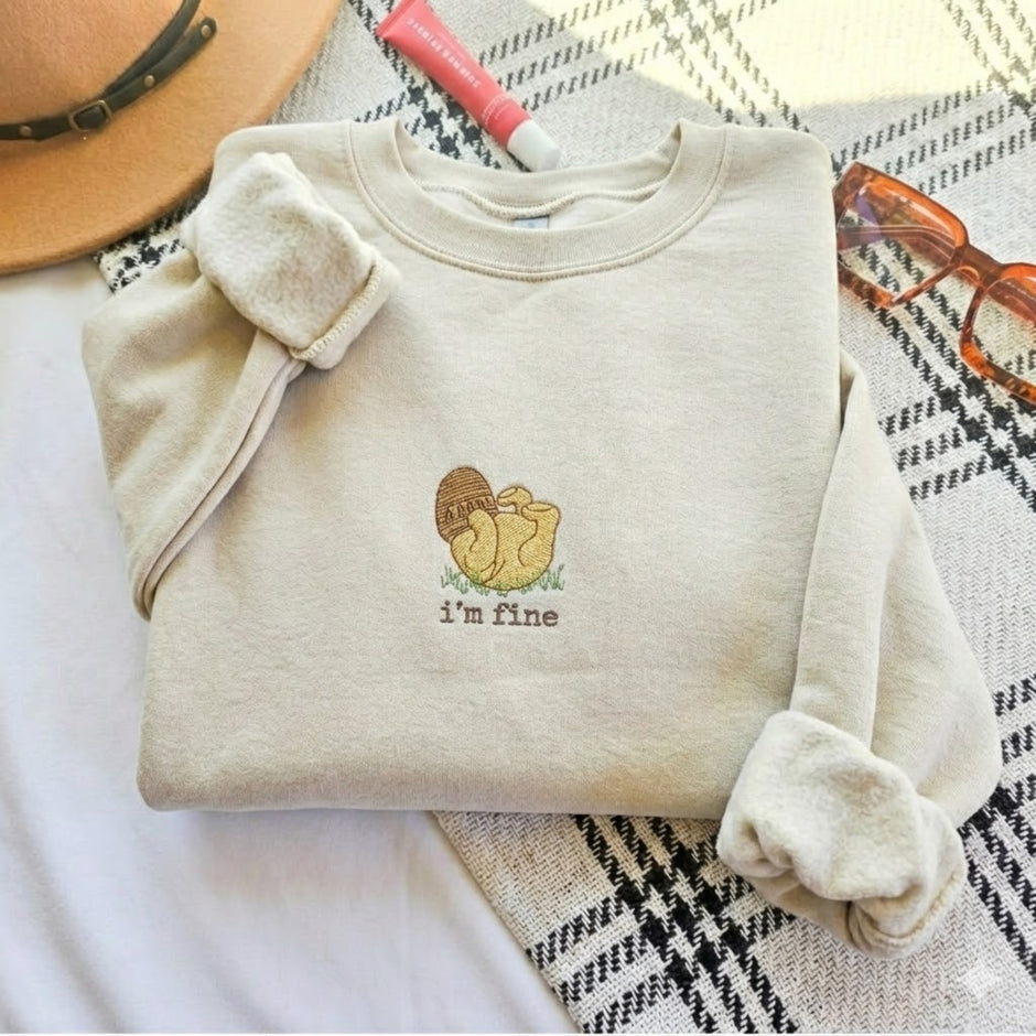 Embroidered I'm Fine Mama Bear Sweatshirt