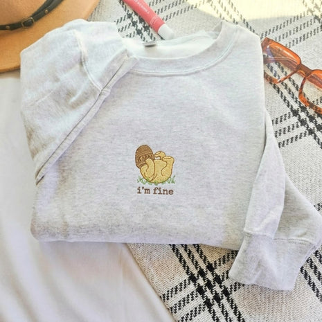 Embroidered I'm Fine Mama Bear Sweatshirt