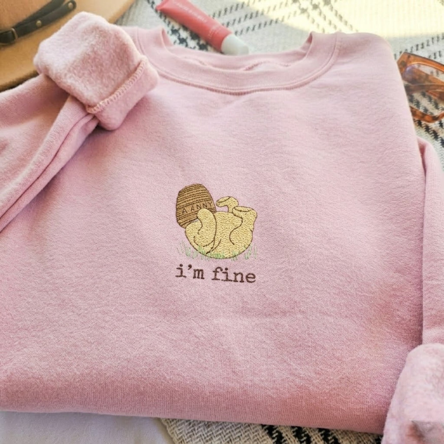 Embroidered I'm Fine Mama Bear Sweatshirt