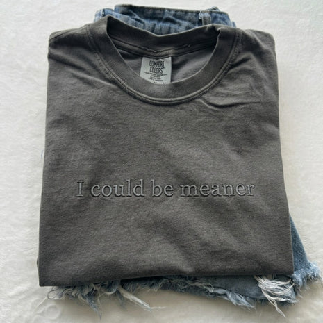 Embroidered I Could Be Meaner T-shirt