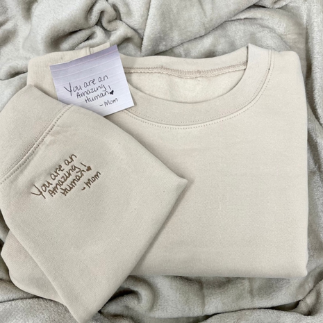 Personalized Handwriting Embroidered Sleeve Sweatshirt