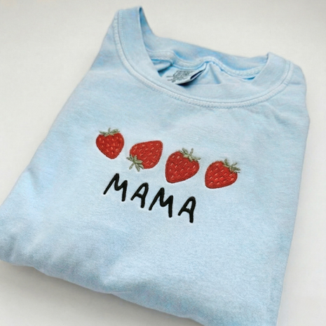 Embroidered Strawberry Mama T-shirt