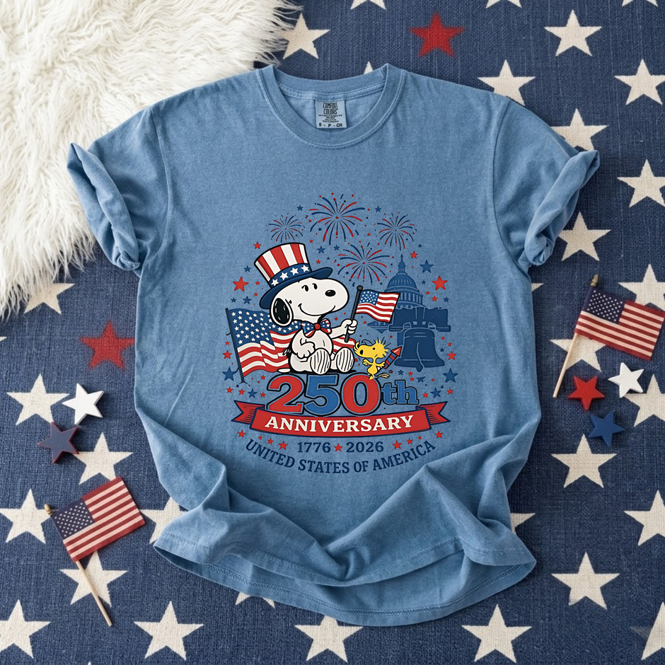 America 250th Anniversary Patriotic Dog T-shirt