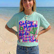 Coquette Neon Salty Moms Beach Club T-shirt