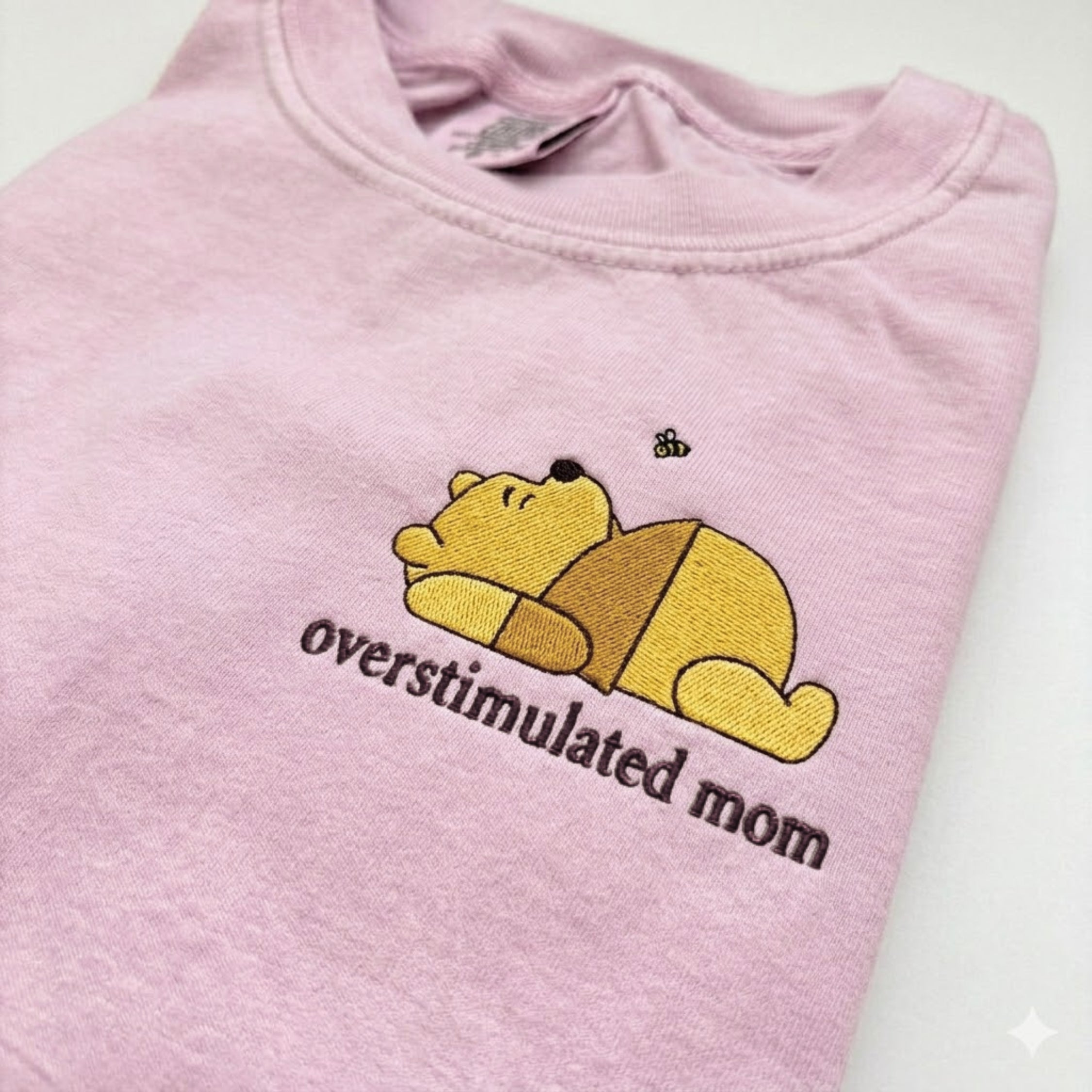 Embroidered Overstimulated Bear Mom T-shirt