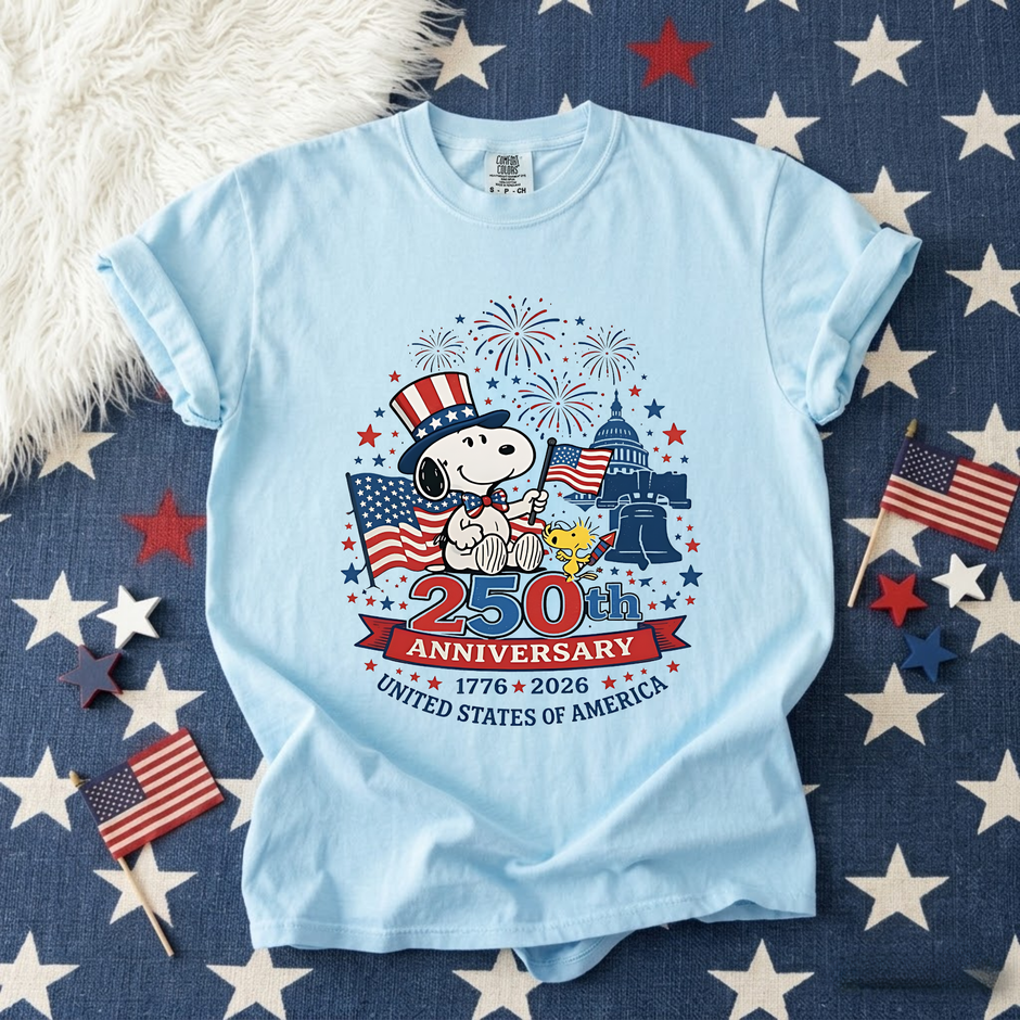 America 250th Anniversary Patriotic Dog T-shirt