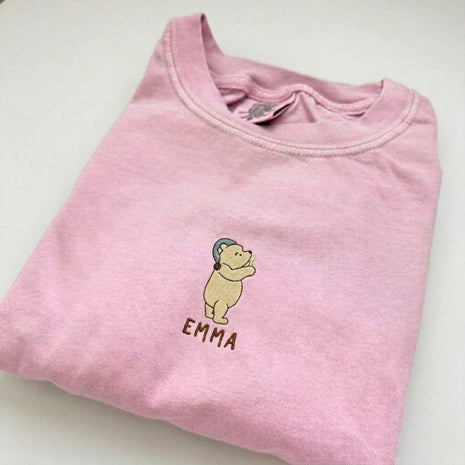 Personalized Bear Bedtime Wishes Embroidered T-shirt