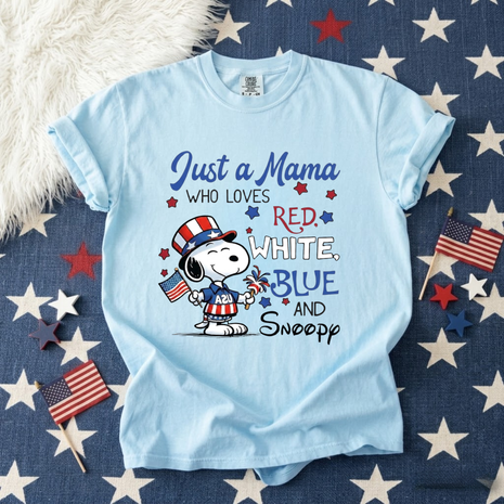 Just a Mama Who Loves Red, White, Blue T-shirt