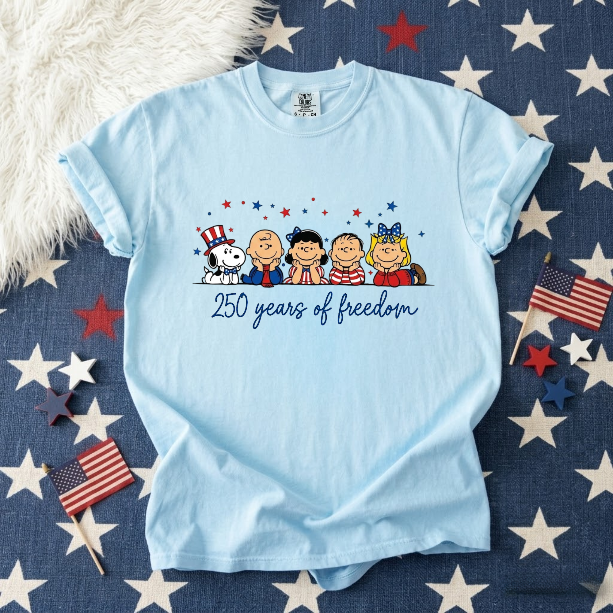 Puppy Patriotic Cartoon 250 Years T-shirt