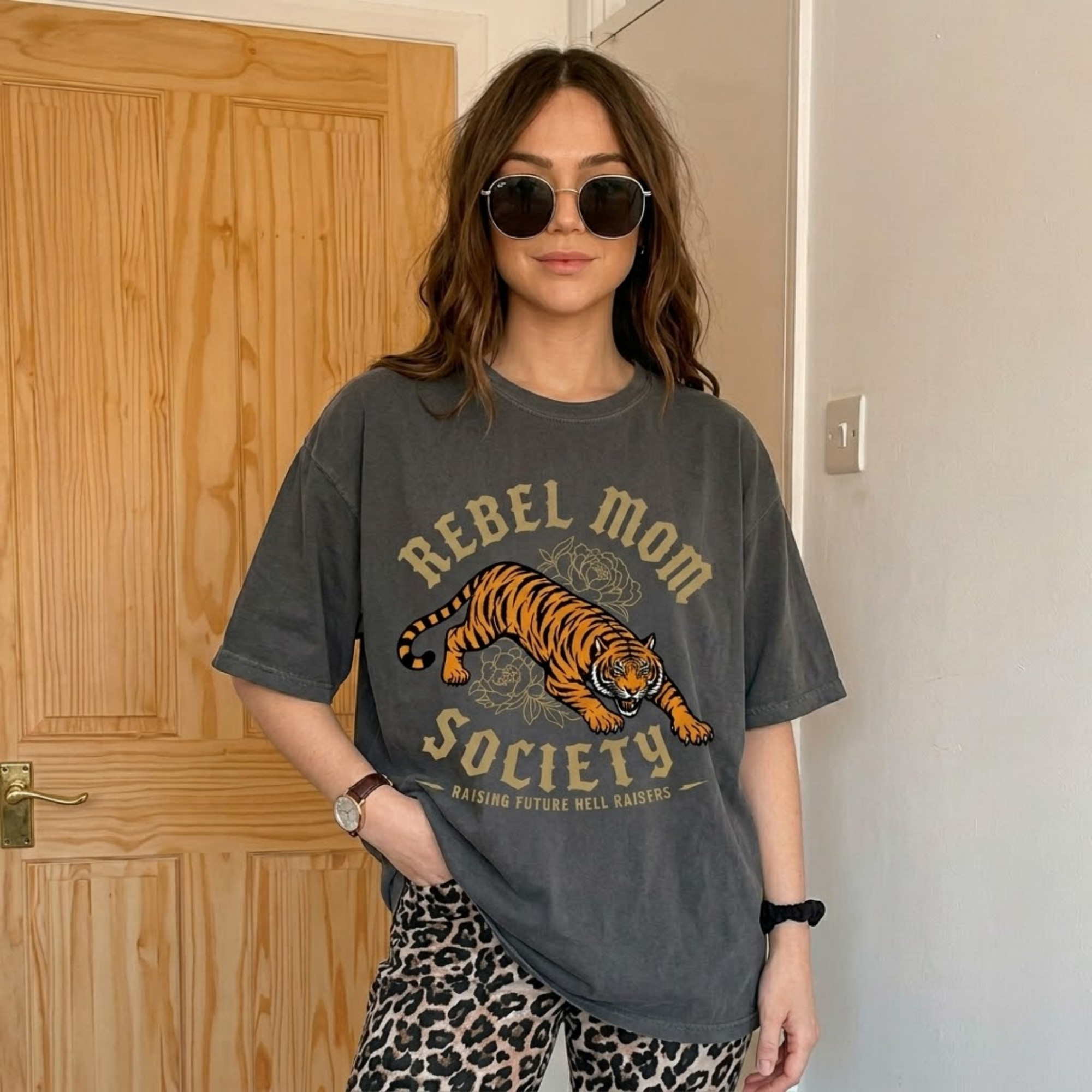 Rebel Mom Tiger Graphic Shirt