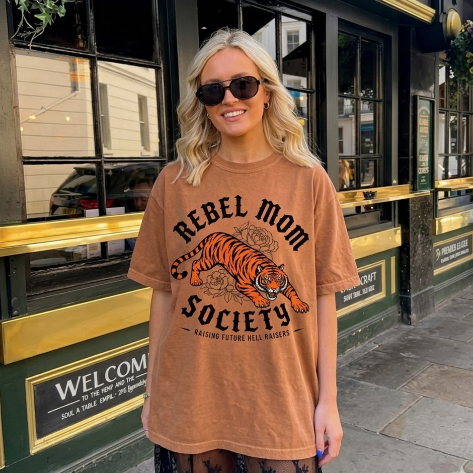 Rebel Mom Tiger Graphic Shirt