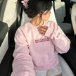 Personalized Embroidered Mama With Kid Name On Sleeve Sweatshirt