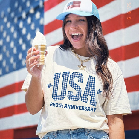USA 250th Anniversary Gingham T-shirt
