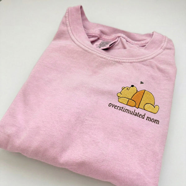 Embroidered Overstimulated Bear Mom T-shirt