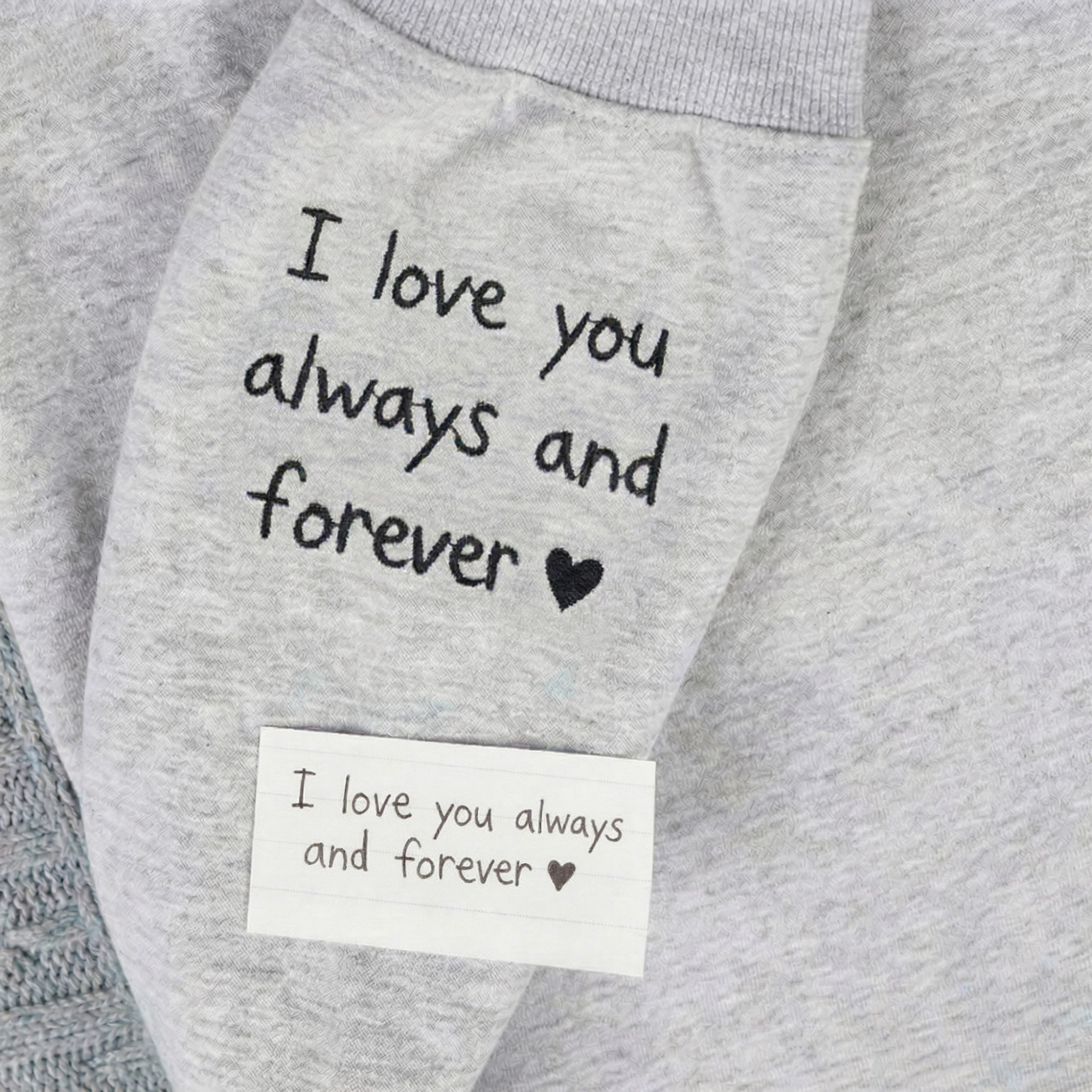 Personalized Handwriting Embroidered Sleeve Sweatshirt