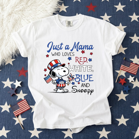 Just a Mama Who Loves Red, White, Blue T-shirt