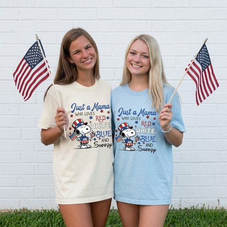 Just a Mama Who Loves Red, White, Blue T-shirt