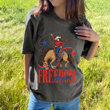 Freedom 250 Years Cowgirl Graphic T-Shirt
