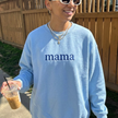 Personalized Embroidered Mama With Kid Name On Sleeve Sweatshirt