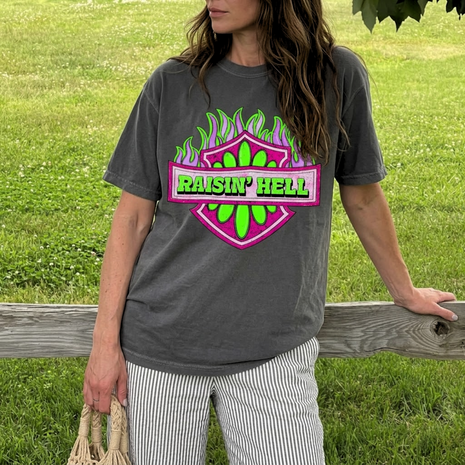 Raisin' Hell Checkered Graphic T-shirt
