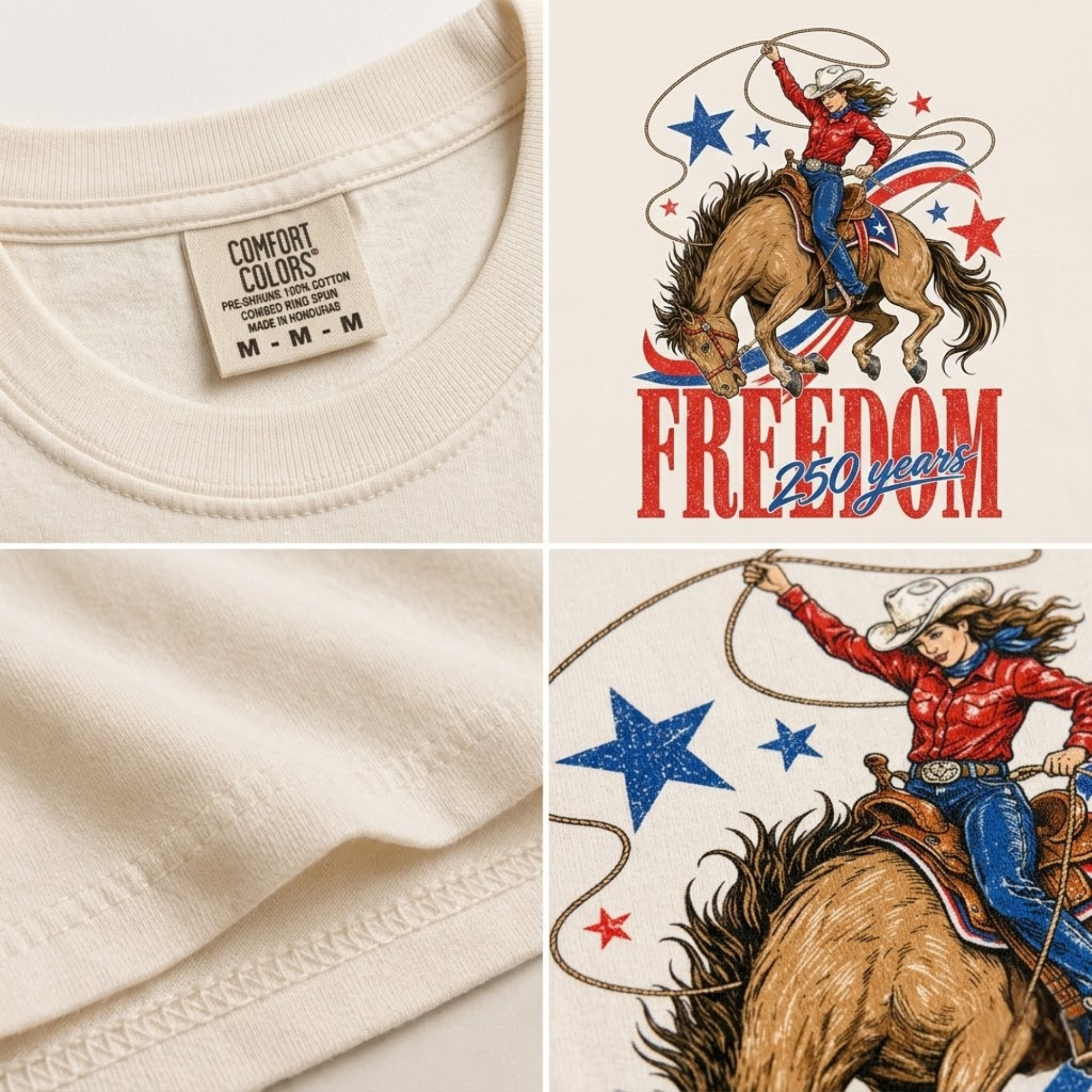 Freedom 250 Years Cowgirl Graphic T-Shirt