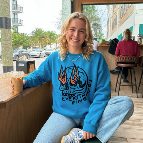Everything Is Fine Skull Graphic Sweatshirt