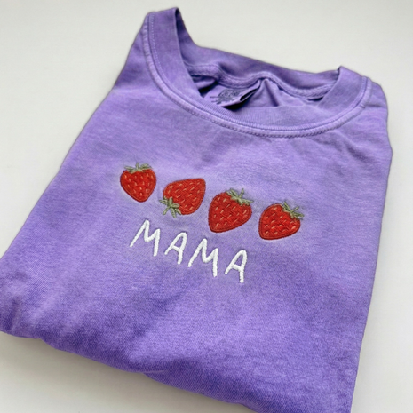 Embroidered Strawberry Mama T-shirt