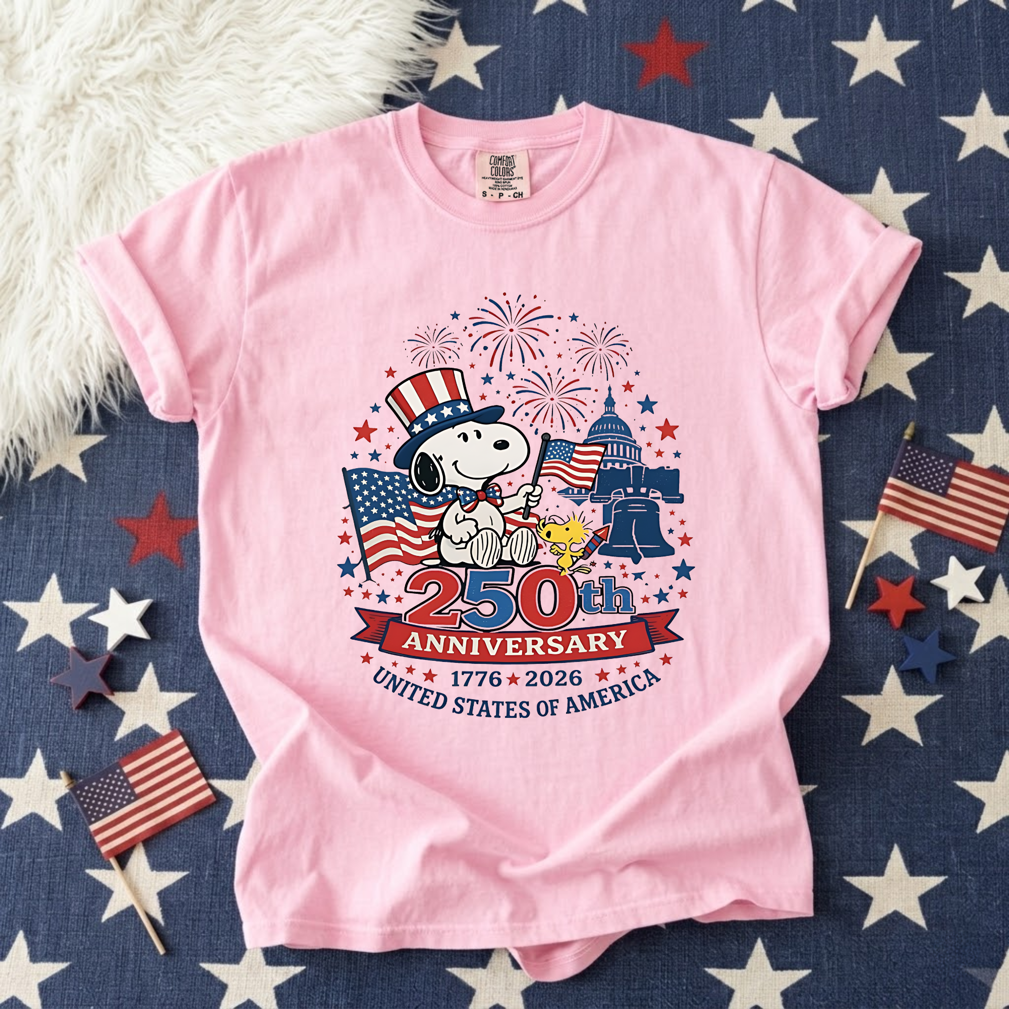America 250th Anniversary Patriotic Dog T-shirt