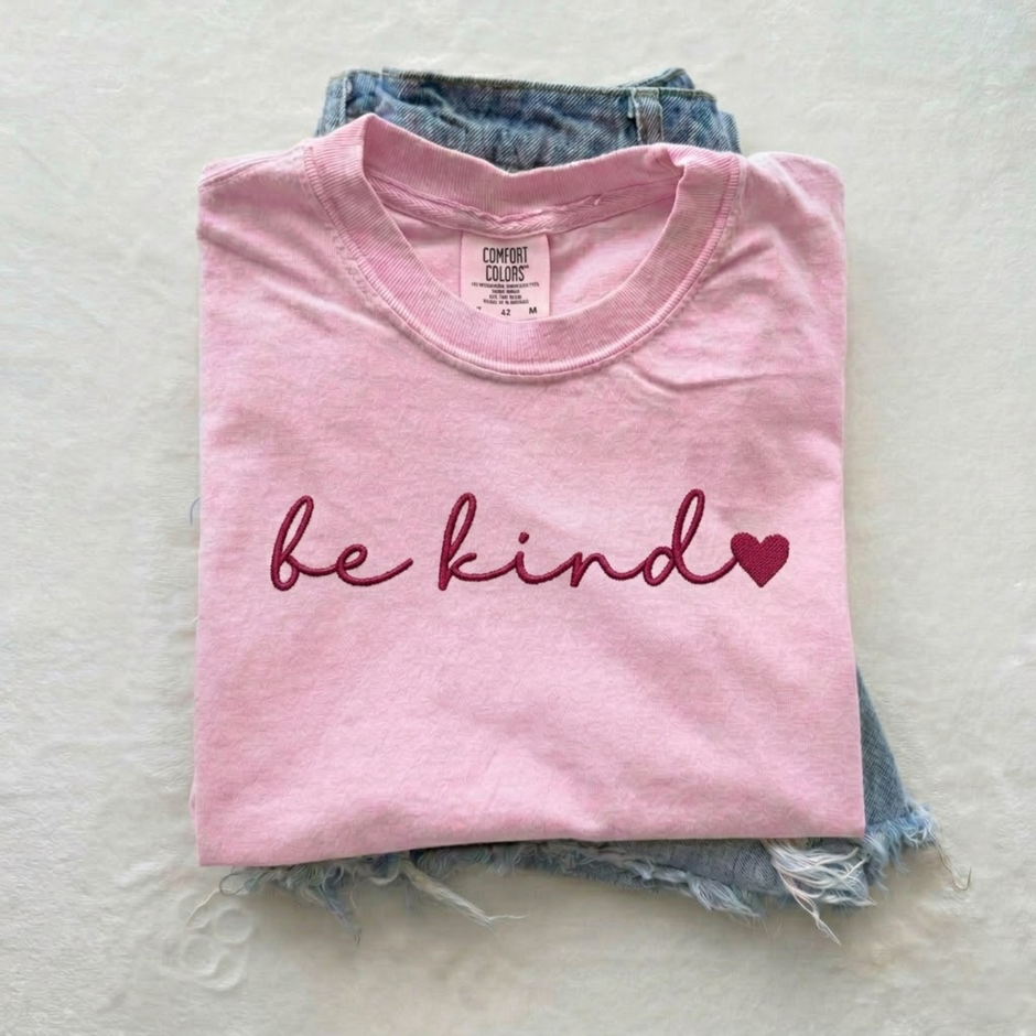 Embroidered Be Kind Comfort Colors T-shirt