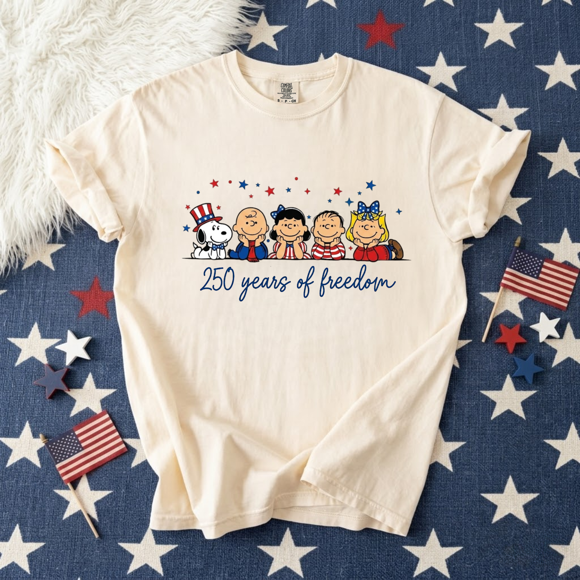 Puppy Patriotic Cartoon 250 Years T-shirt