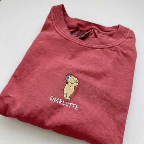 Personalized Bear Bedtime Wishes Embroidered T-shirt